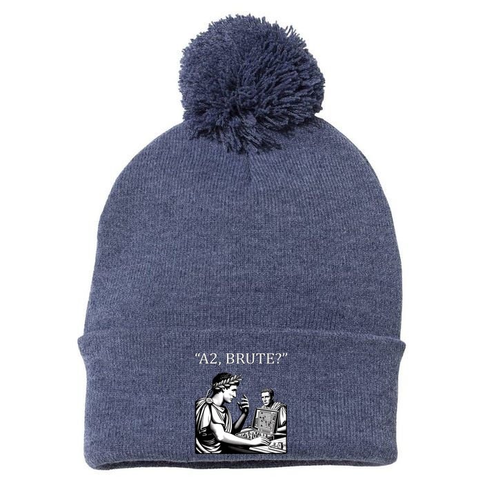Funny History Caesar And Brutus Board Game Meme Pom Pom 12in Knit Beanie