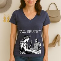 Funny History Caesar And Brutus Board Game Meme Women's V-Neck T-Shirt