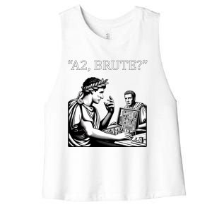 Funny History Caesar And Brutus Board Game Meme Women's Racerback Cropped Tank