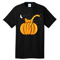 Funny Halloween Cat Butt Pumpkin Orange Tabby Lover Tall T-Shirt