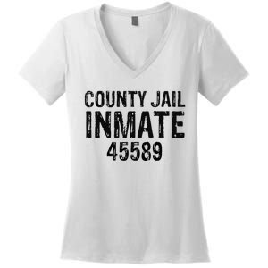 funyn Halloween County Jail Inmate Prisoner Costume Party Women's V-Neck T-Shirt