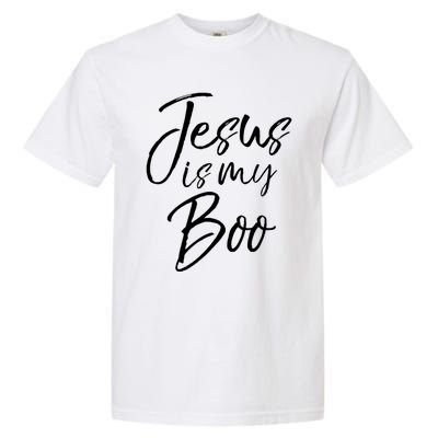 Funny Halloween Christian Ghost Pun Cute Jesus Is My Boo Gift Garment-Dyed Heavyweight T-Shirt