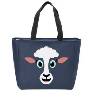 Funny Halloween Costume For Girl Boy Cute Sheepp Face Zip Tote Bag