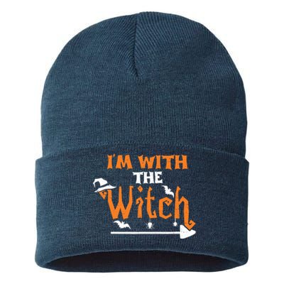 Funny Halloween Couple: Im With The Witch Sustainable Knit Beanie