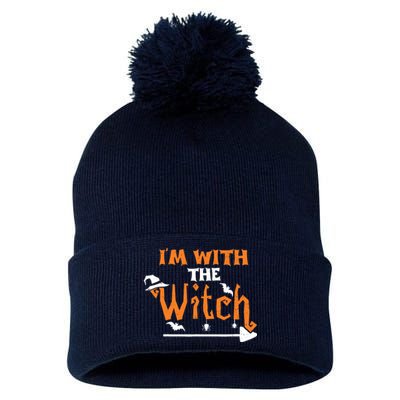 Funny Halloween Couple: Im With The Witch Pom Pom 12in Knit Beanie