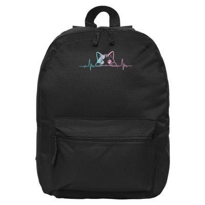 Funny Heartbeat Cute Cat Lovers Blue Eyes Cats 16 in Basic Backpack
