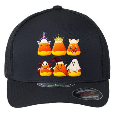 Funny Halloween Candy Corn Ghosts Witch Costume Flexfit Unipanel Trucker Cap