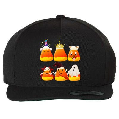 Funny Halloween Candy Corn Ghosts Witch Costume Wool Snapback Cap