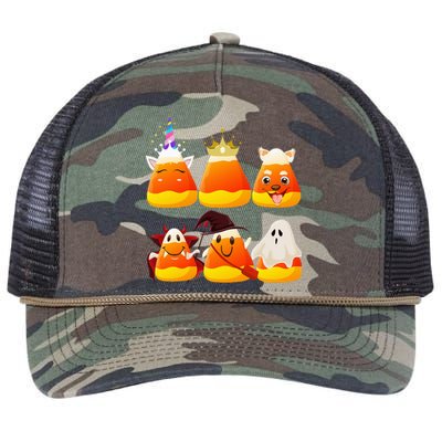 Funny Halloween Candy Corn Ghosts Witch Costume Retro Rope Trucker Hat Cap