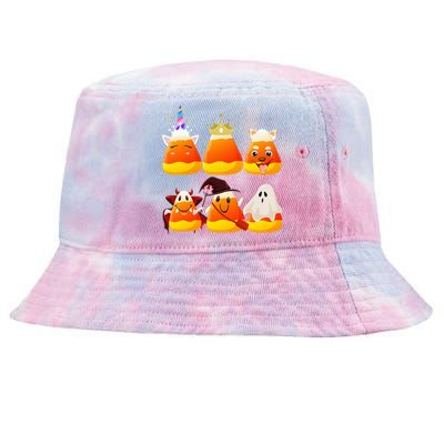 Funny Halloween Candy Corn Ghosts Witch Costume Tie-Dyed Bucket Hat