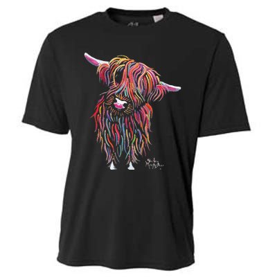 Funny Highland Cow Print Animal Print Bolly Cooling Performance Crew T-Shirt