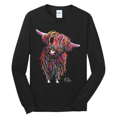 Funny Highland Cow Print Animal Print Bolly Tall Long Sleeve T-Shirt