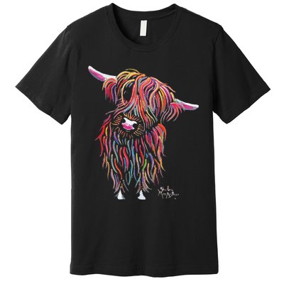 Funny Highland Cow Print Animal Print Bolly Premium T-Shirt