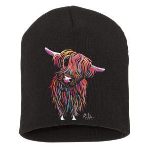 Funny Highland Cow Print Animal Print Bolly Short Acrylic Beanie