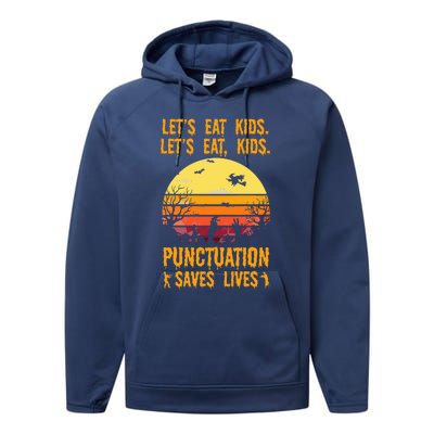 Funny Halloween Costume Teacher Lets Eat Punctuation Performance Fleece Hoodie