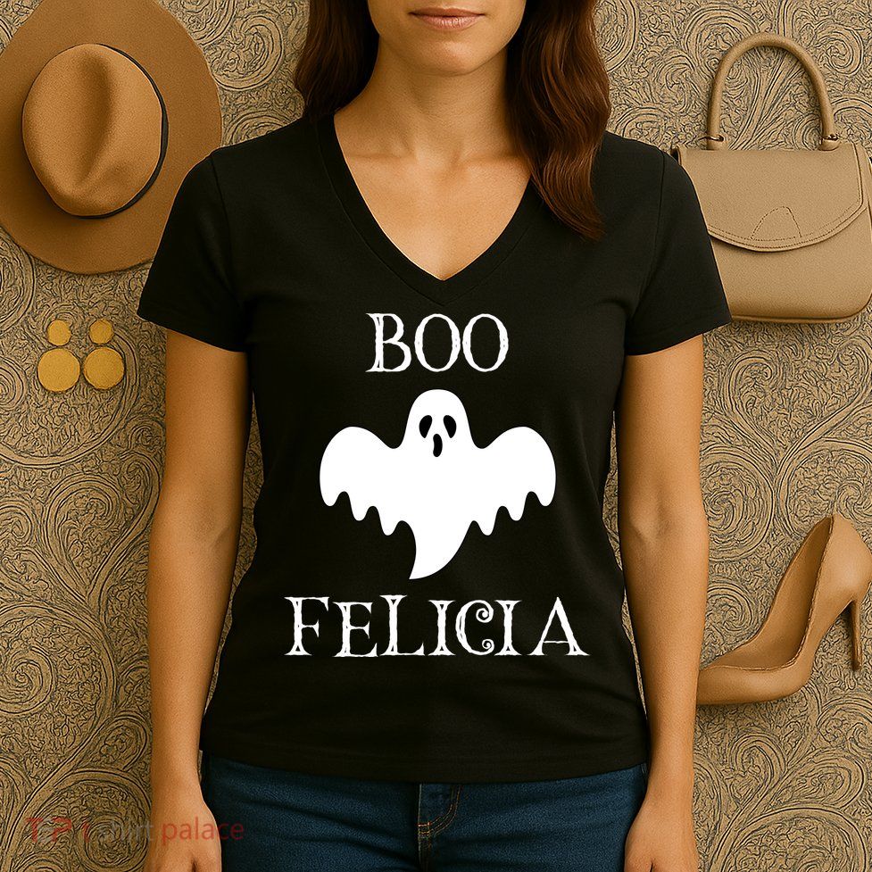 Funny Halloween, Cute Halloween, Boo Felicia Funny Halloween Women's V-Neck T-Shirt
