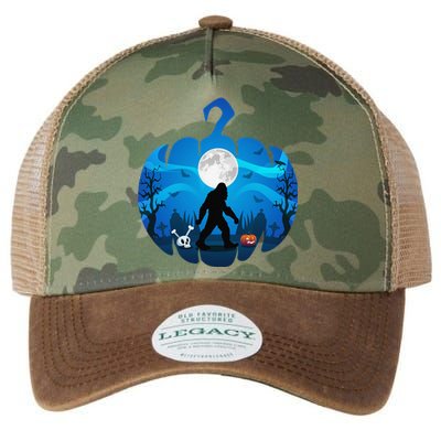 Funny Halloween Costume Bigfoot Silhouette Pumpkin Sasquatch Legacy Tie Dye Trucker Hat