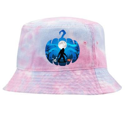 Funny Halloween Costume Bigfoot Silhouette Pumpkin Sasquatch Tie-Dyed Bucket Hat