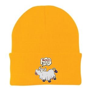 Funny Halloween Cow Moo I Mean Boo Knit Cap Winter Beanie