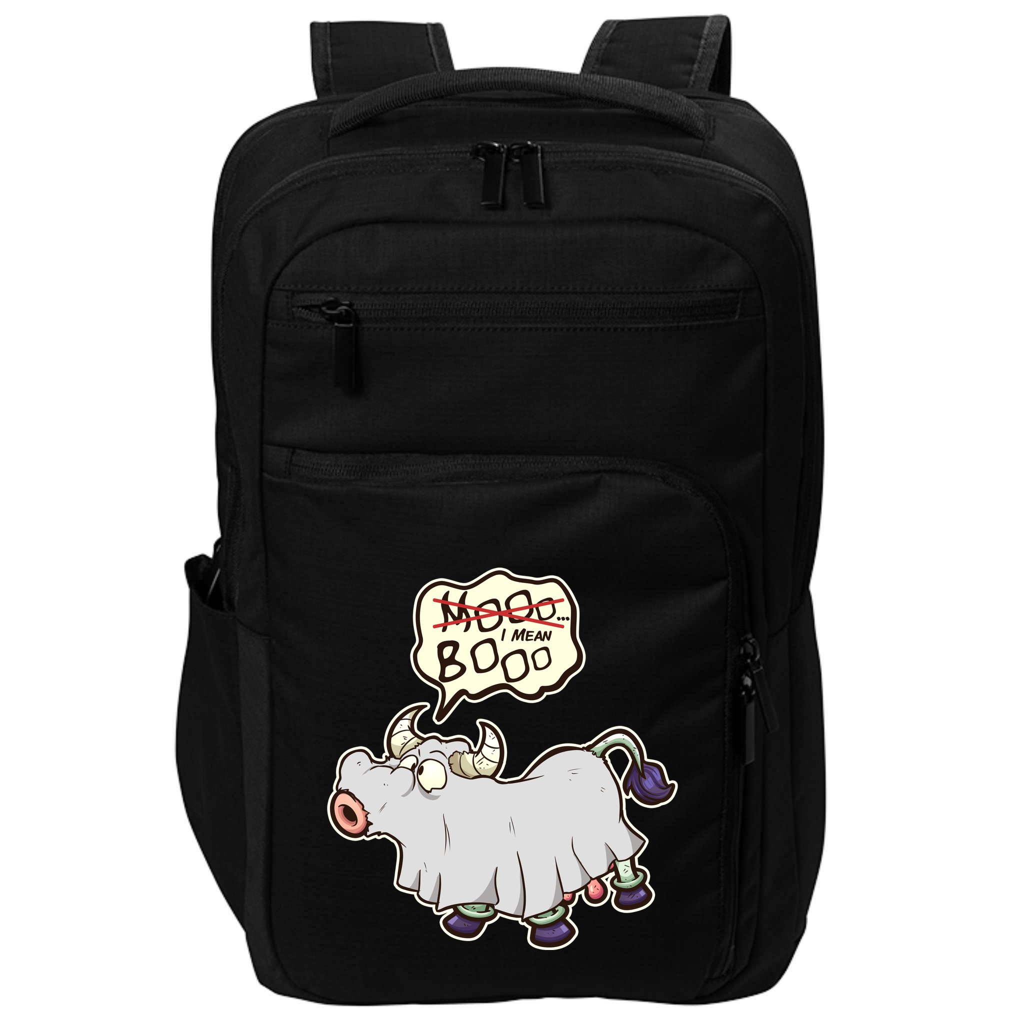 Funny Halloween Cow Moo I Mean Boo Impact Tech Backpack