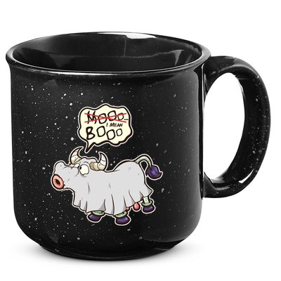 Funny Halloween Cow Moo I Mean Boo 15oz Campfire Ceramic Mug