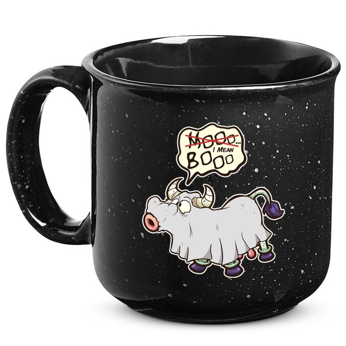 Funny Halloween Cow Moo I Mean Boo 15oz Campfire Ceramic Mug