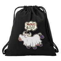 Funny Halloween Cow Moo I Mean Boo Drawstring Bag