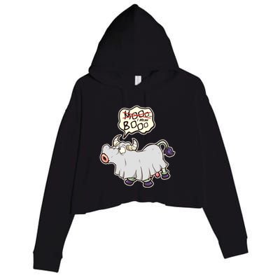 Funny Halloween Cow Moo I Mean Boo Crop Fleece Hoodie
