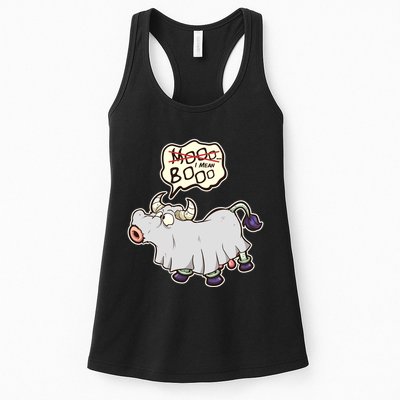 Funny Halloween Cow Moo I Mean Boo Womens Tank Top