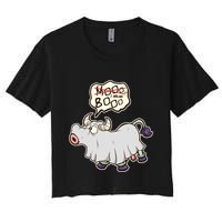 Funny Halloween Cow Moo I Mean Boo Crop Top