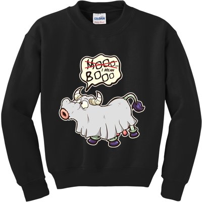 Funny Halloween Cow Moo I Mean Boo Kids Sweatshirt