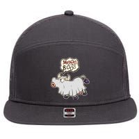 Funny Halloween Cow Moo I Mean Boo 7 Panel Mesh Trucker Snapback Hat