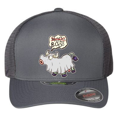 Funny Halloween Cow Moo I Mean Boo Flexfit Unipanel Trucker Cap