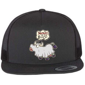 Funny Halloween Cow Moo I Mean Boo Flat Bill Trucker Hat