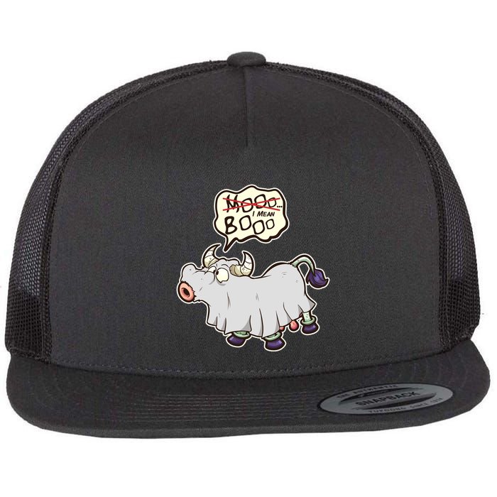 Funny Halloween Cow Moo I Mean Boo Flat Bill Trucker Hat