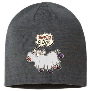 Funny Halloween Cow Moo I Mean Boo Sustainable Beanie