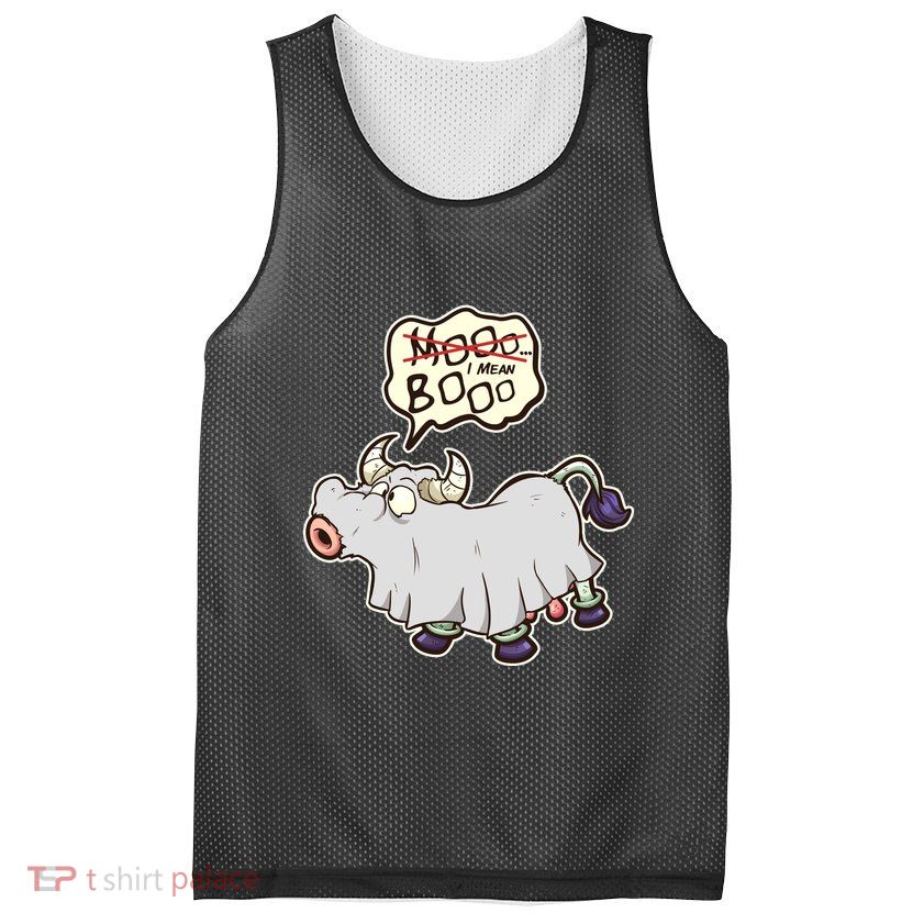 Funny Halloween Cow Moo I Mean Boo Mesh Reversible Basketball Jersey Tank