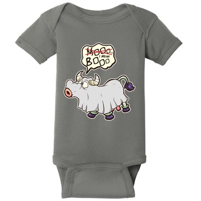 Funny Halloween Cow Moo I Mean Boo Baby Bodysuit