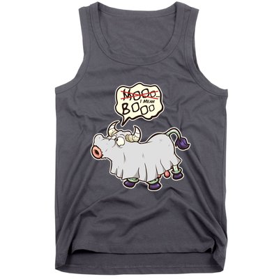 Funny Halloween Cow Moo I Mean Boo Tank Top