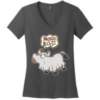 Funny Halloween Cow Moo I Mean Boo Women's V-Neck T-Shirt