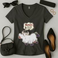 Funny Halloween Cow Moo I Mean Boo Women's V-Neck T-Shirt