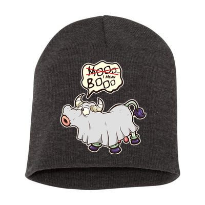 Funny Halloween Cow Moo I Mean Boo Short Acrylic Beanie