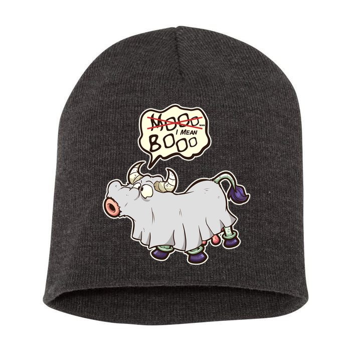 Funny Halloween Cow Moo I Mean Boo Short Acrylic Beanie