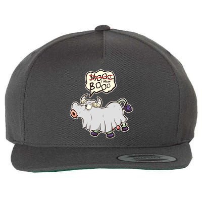 Funny Halloween Cow Moo I Mean Boo Wool Snapback Cap