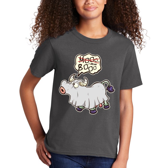 Funny Halloween Cow Moo I Mean Boo Kids T-Shirt