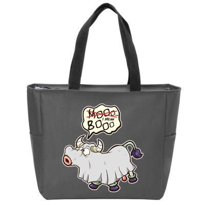 Funny Halloween Cow Moo I Mean Boo Zip Tote Bag