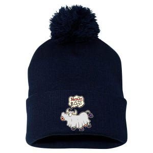 Funny Halloween Cow Moo I Mean Boo Pom Pom 12in Knit Beanie