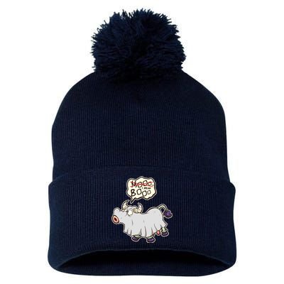 Funny Halloween Cow Moo I Mean Boo Pom Pom 12in Knit Beanie