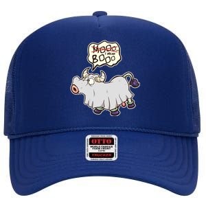 Funny Halloween Cow Moo I Mean Boo High Crown Mesh Back Trucker Hat