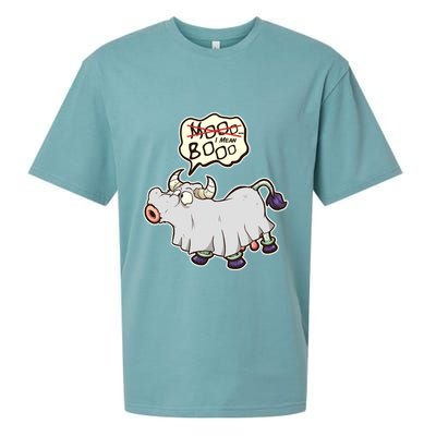 Funny Halloween Cow Moo I Mean Boo Sueded Cloud Jersey T-Shirt